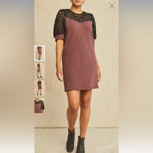AMOUR VERT Danielle Luxe Fleece Lace Dress